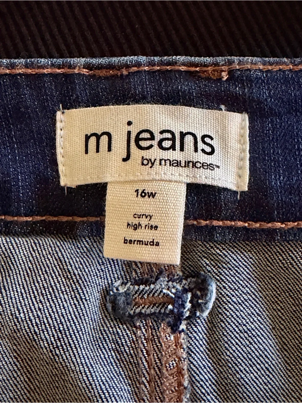 Maurices M Jeans Curvy High Rise Bermuda Shorts 16W Dark Wash Raw Hem Stretch